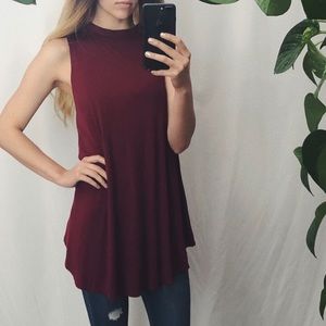 Maroon High Neck Tank